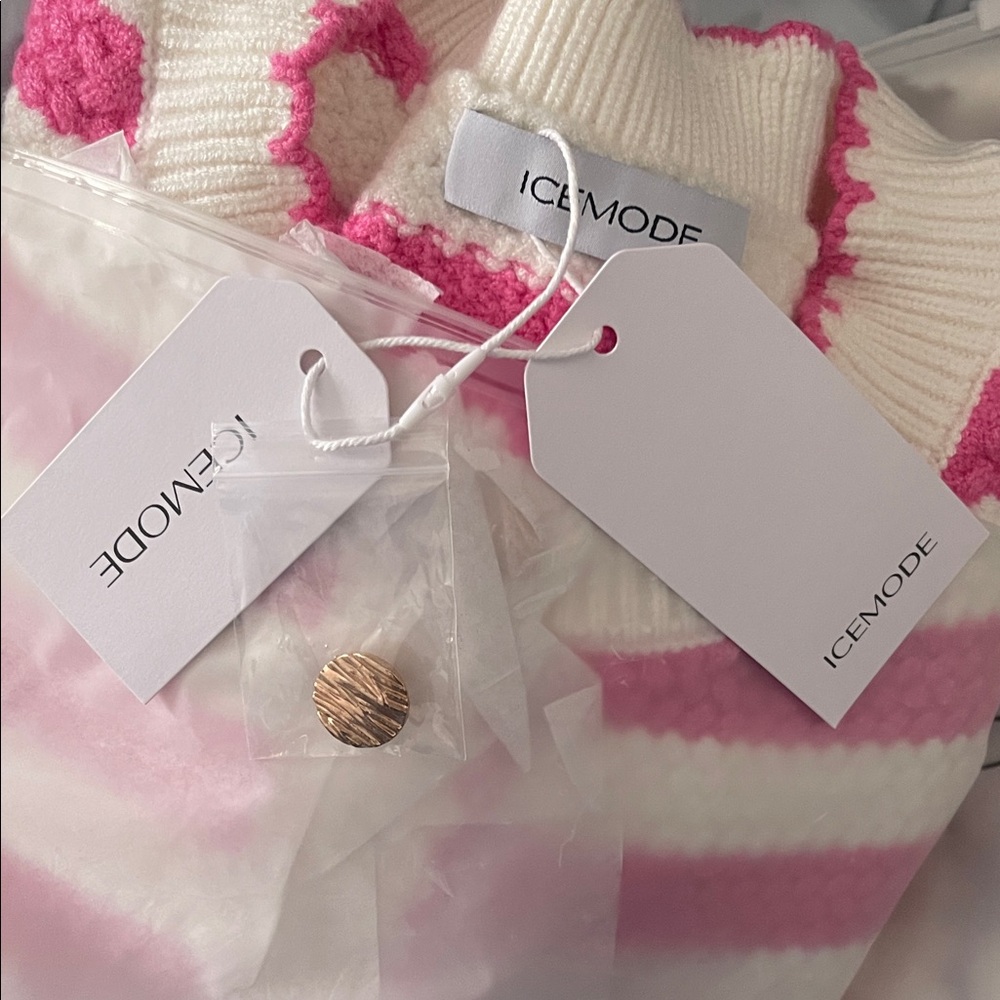 Stylish Pink and White Striped Cardigan - Picture 2 of 3